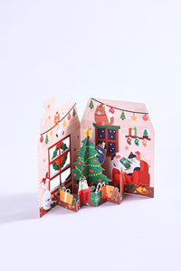 Christmas Tree Kitten Open Door 3D Pop Up Card