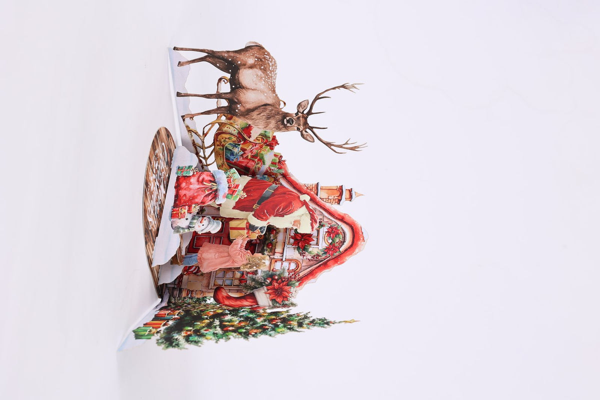 Santa Claus Reindeer 3D Pop Up Card