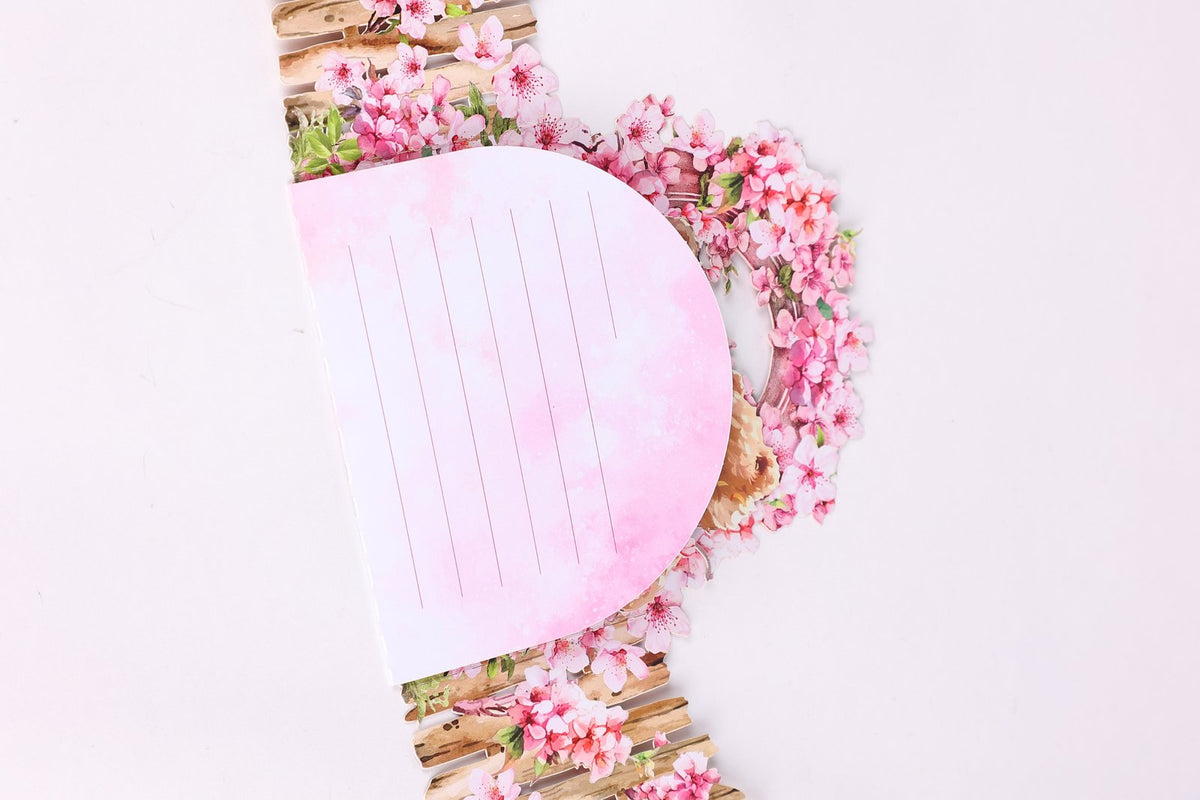 Cherry Blossom Bear Double Door Card