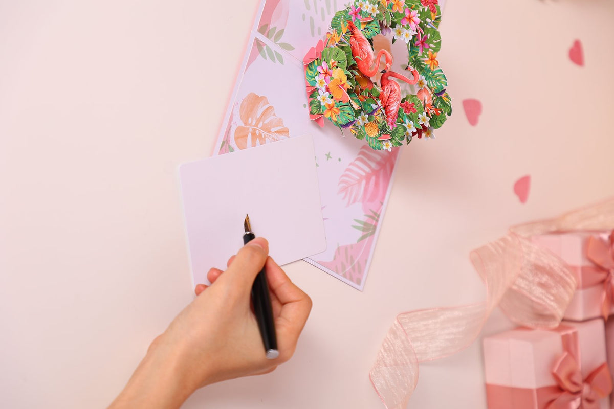 Heart Flamingo Greeting Card