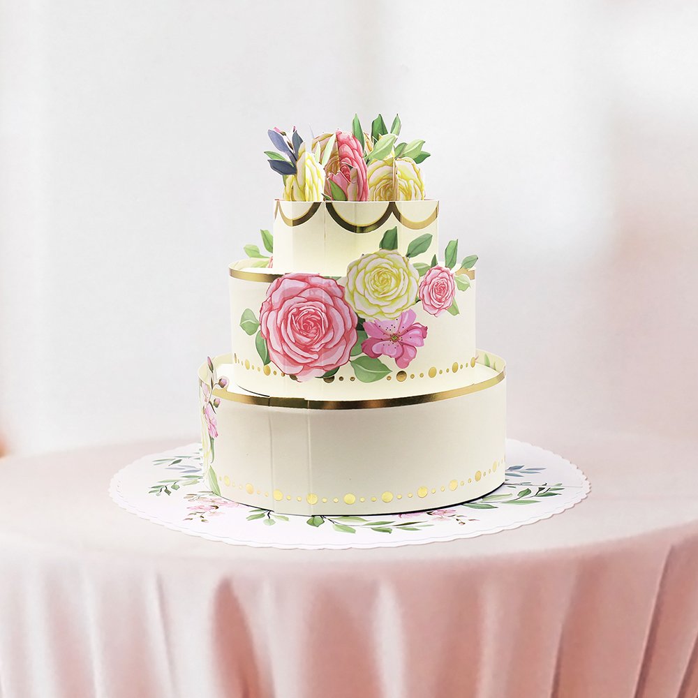 Floral Wedding Cake 3D Pop Up Card