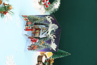 Red Christmas Snowy Night Flip Pop Up Card