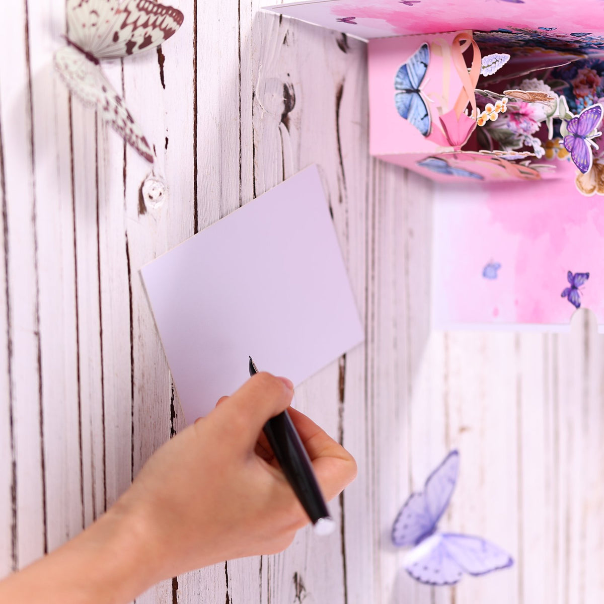 Inset Butterfly Flower Box Greeting Card