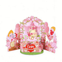 Pink Wedding Floral Wreath 3D Pop Up Card