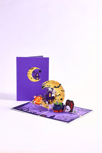 Halloween Crescent Moon Castle 3D Pop Up Card