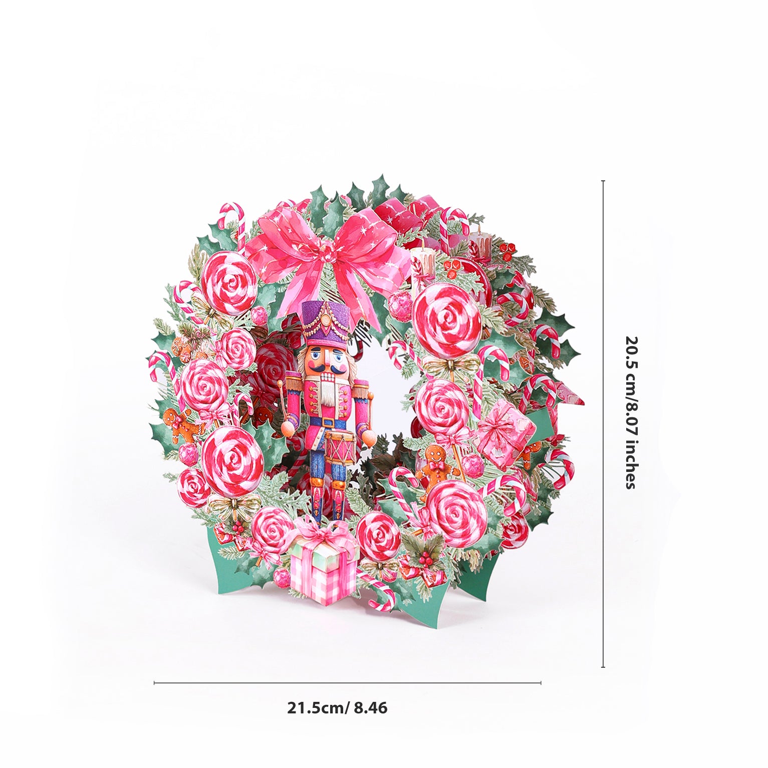 Custom Logo Nutcracker Christmas Wreath 3D Pop-Up Greeting Card Festive Holiday 3D Desk Decor
