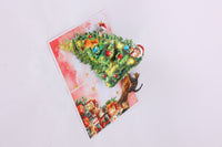 Christmas Tree & Cat Floral Branch Greeting Card