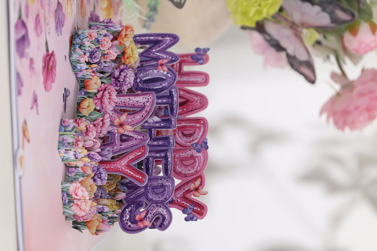 Purple Mother's Day Floral 3D Pop Up Card
