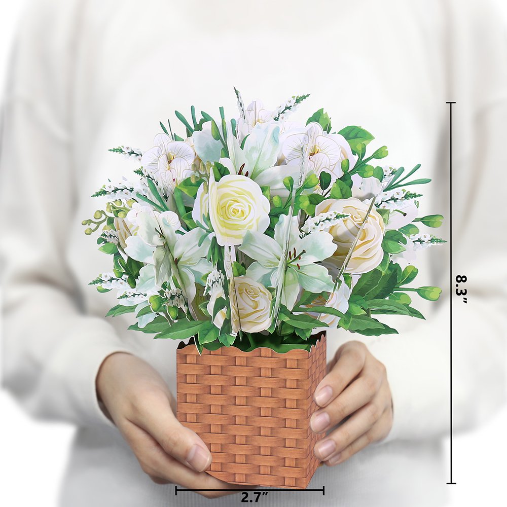 White Floral Box Card 3D Pop Up Card