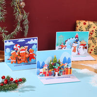 Santa Claus Trumpet Flip Pop Up Card Light Blue