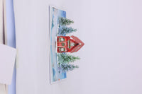 Blue Christmas Cottage Flip Pop Up Card