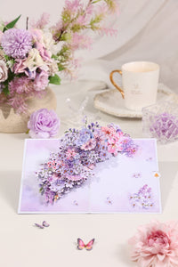Purple Wedding Flower Bouquet Pop Up Card
