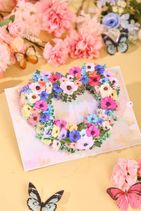 Heart Begonia Floral Wreath 3D Pop Up Card