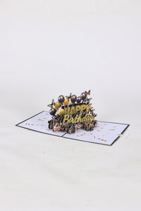 Black Gold Teddy Bear Birthday Greeting Card