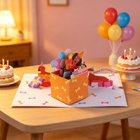 Dog Birthday Box 3D Pop Up Card