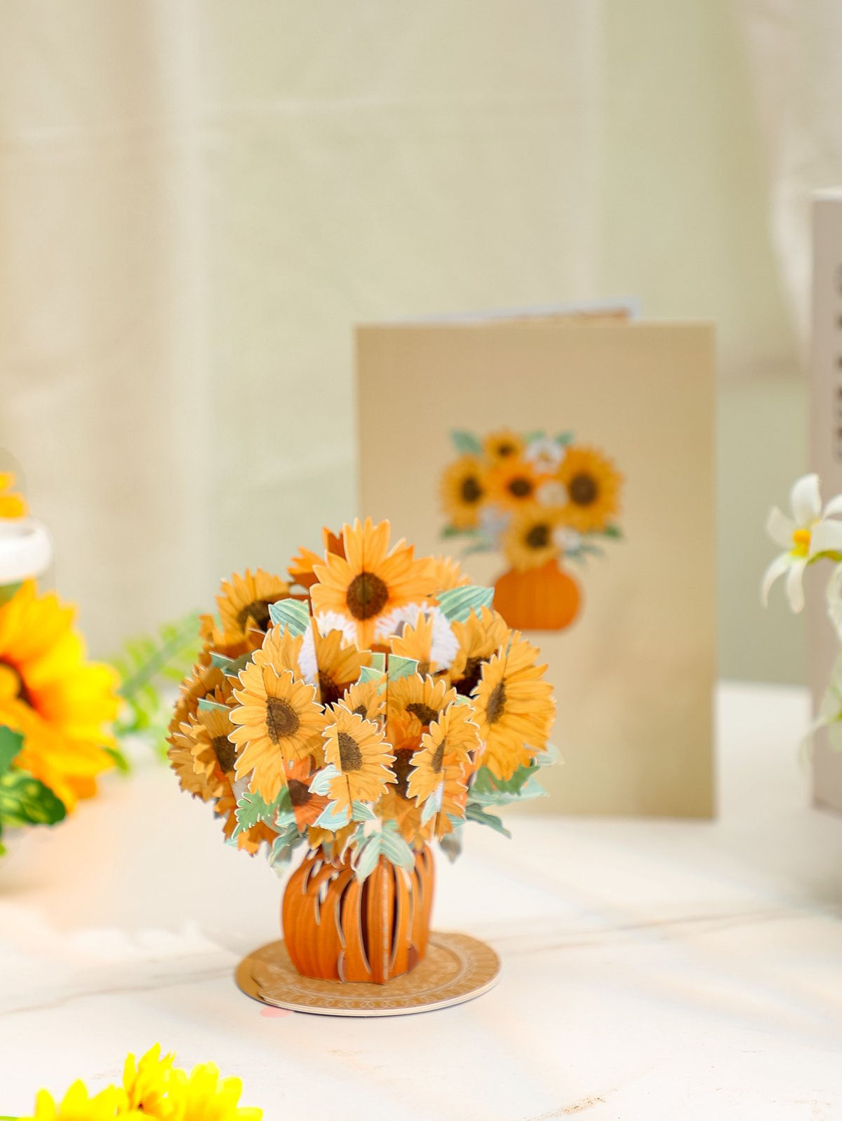 Sunflower Flower Vase 3D Pop Up Card