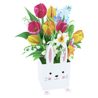 Factory Low MOQ Bunny Lily Blooming Flower Box 3D Pop-up Card Easter Floral Greeting Card
