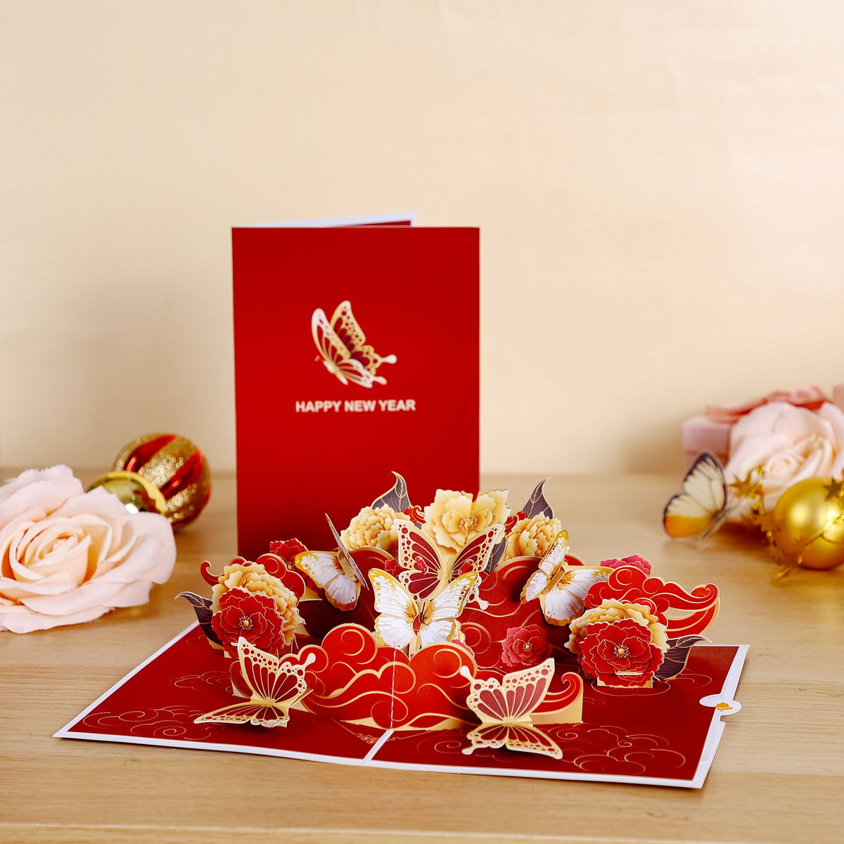 New Year Lucky Butterfly 3D Pop Up Card