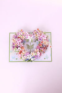Green Lily Heart Floral Wreath Greeting Card