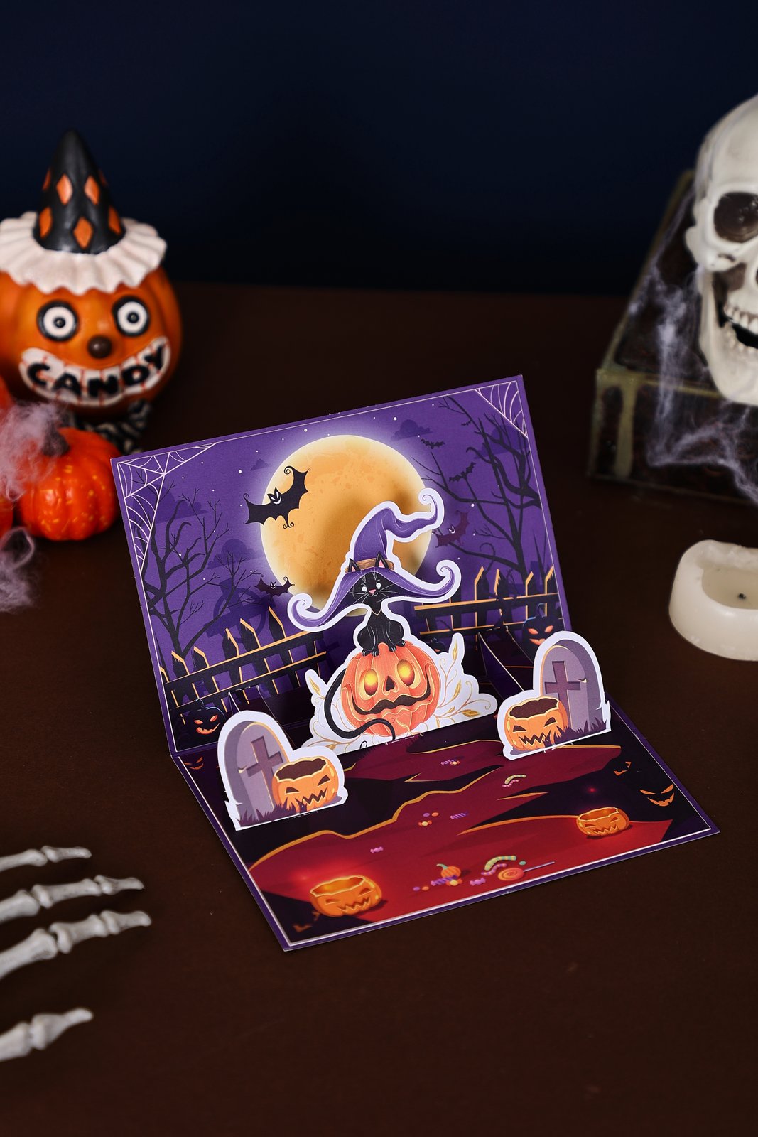 90° Cat Halloween Pop Up Card