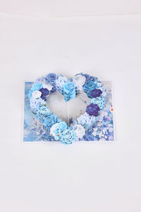 Blue White Rose Heart 3D Pop Up Card