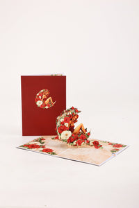 Crescent Moon Rose Lady Pop Up Card