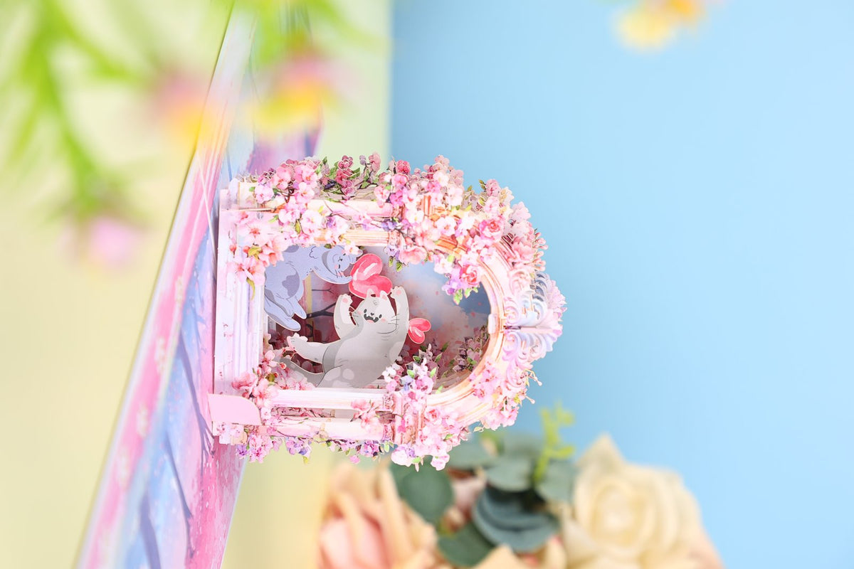 Arch Cherry Blossom Cat Greeting Card