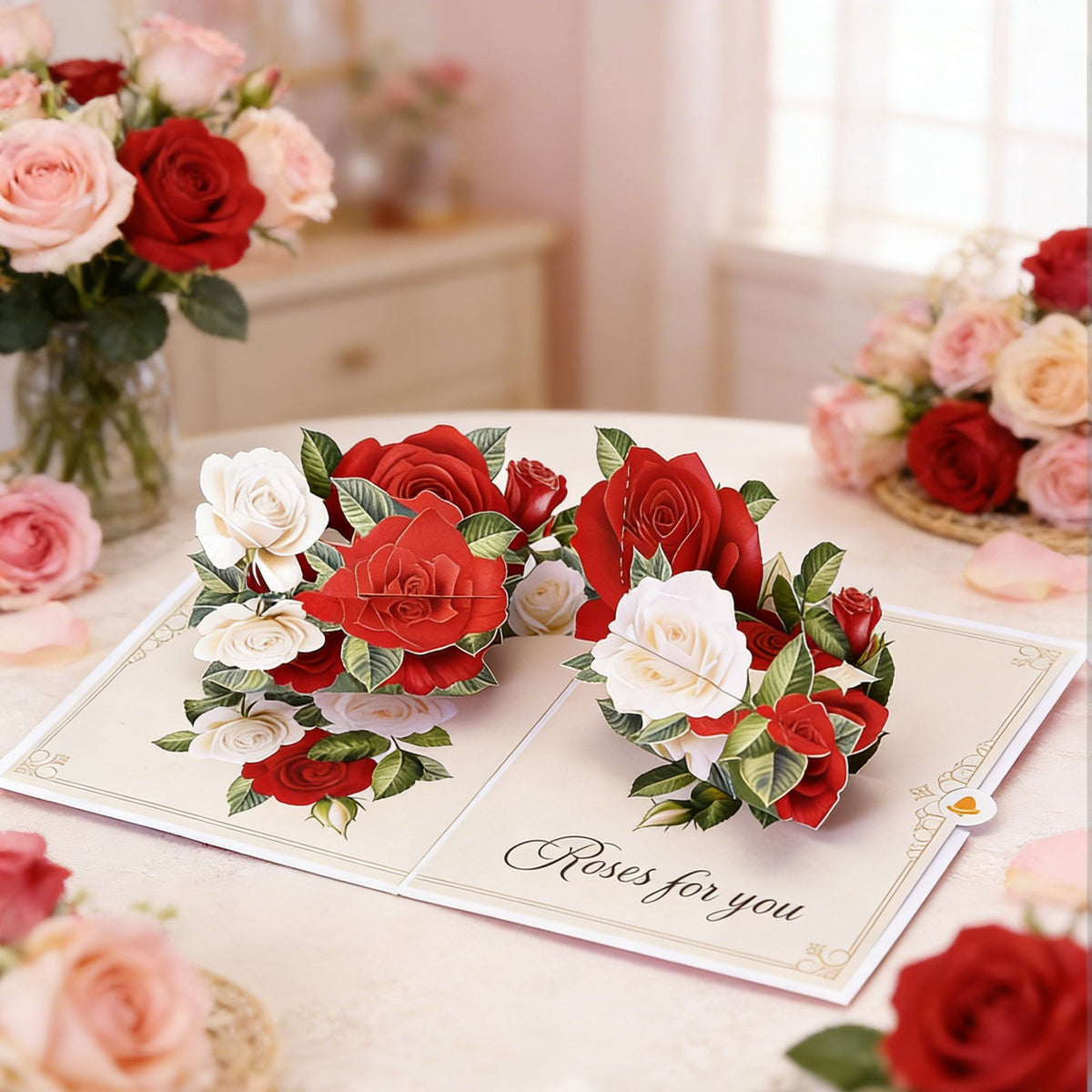 Red Rose Flip Pop Up Card