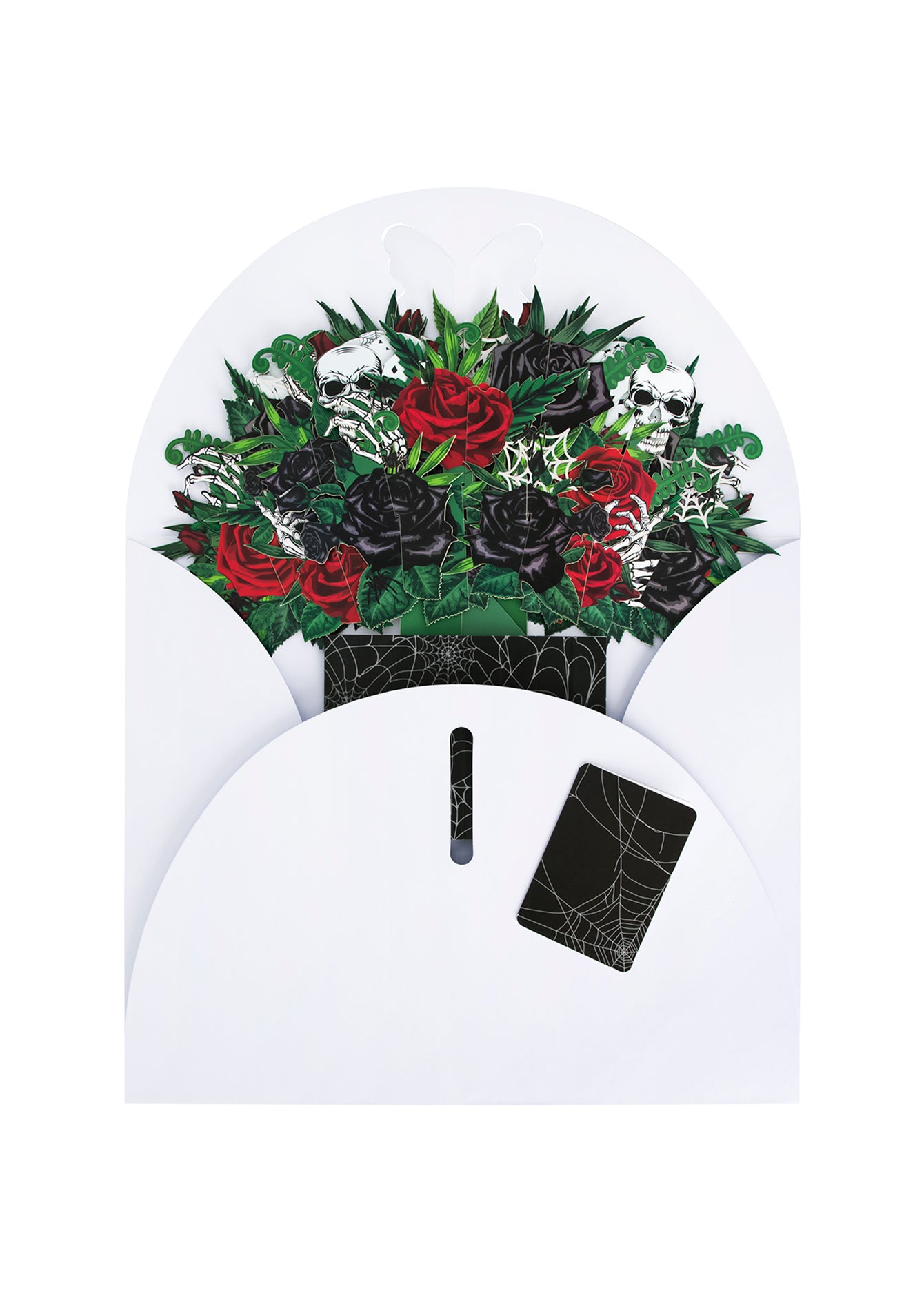 Factory Price Gothic Skull & Rose 3D Pop-Up Card Dark Floral 3D Flower Bouquet Greeting Card