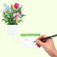 Factory Low MOQ Bunny Lily Blooming Flower Box 3D Pop-up Card Easter Floral Greeting Card