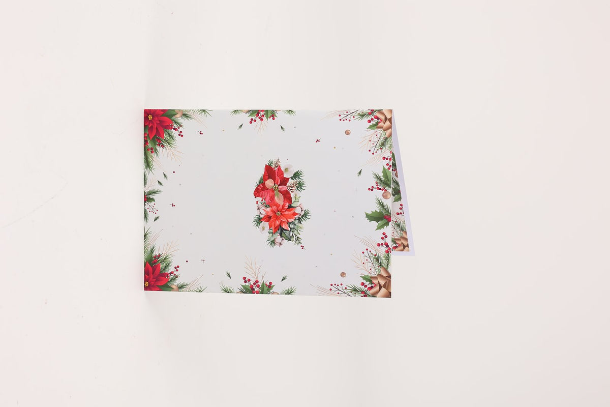 Poinsettia Heart Greeting Card