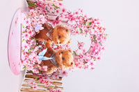 Cherry Blossom Bear Double Door Card