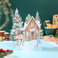 Christmas Animals Cottage 3D Pop Up Card