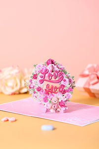 Valentine's Day Love You Rose Bear 3D Pop Up Card