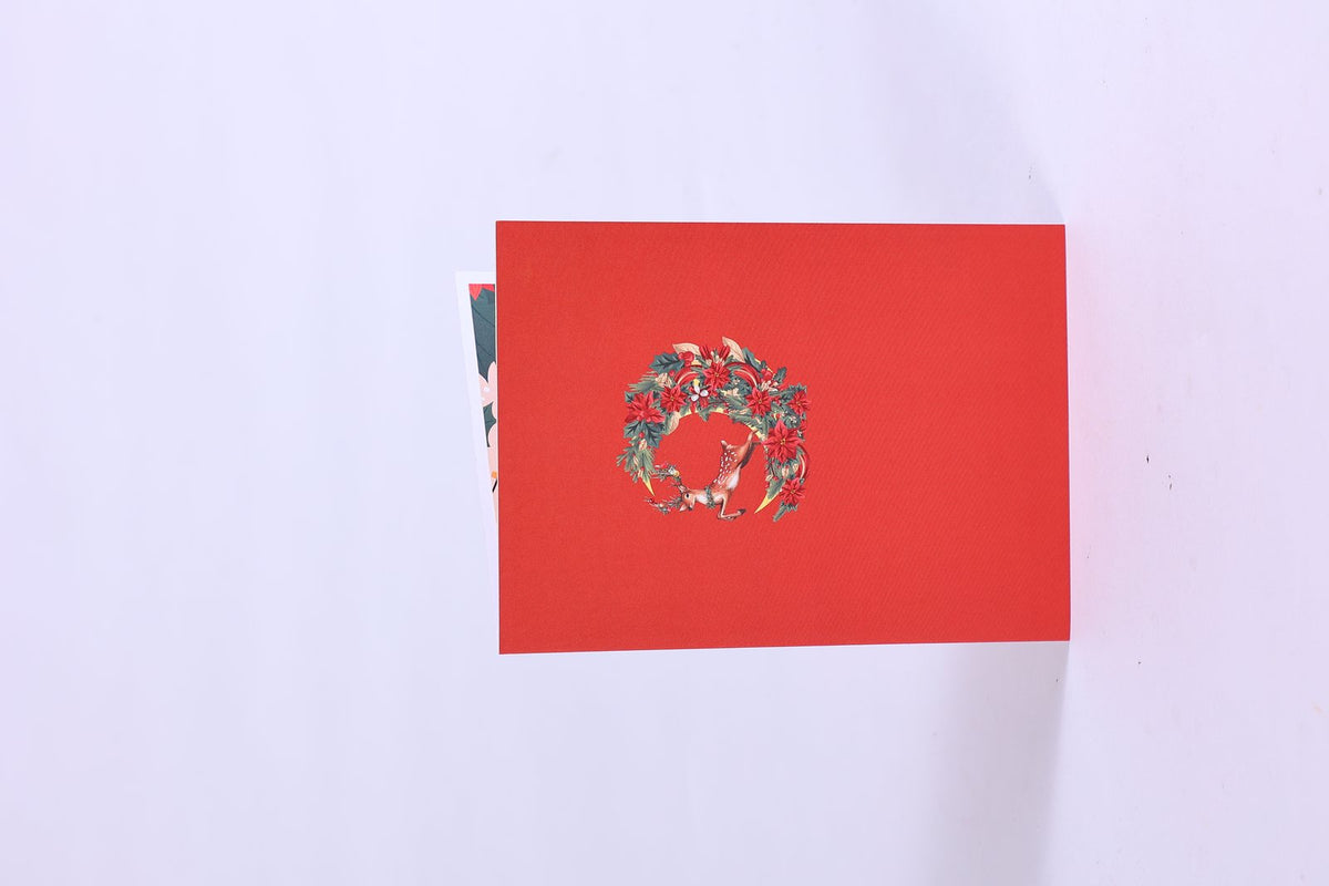 Christmas Deer Crescent Moon Greeting Card