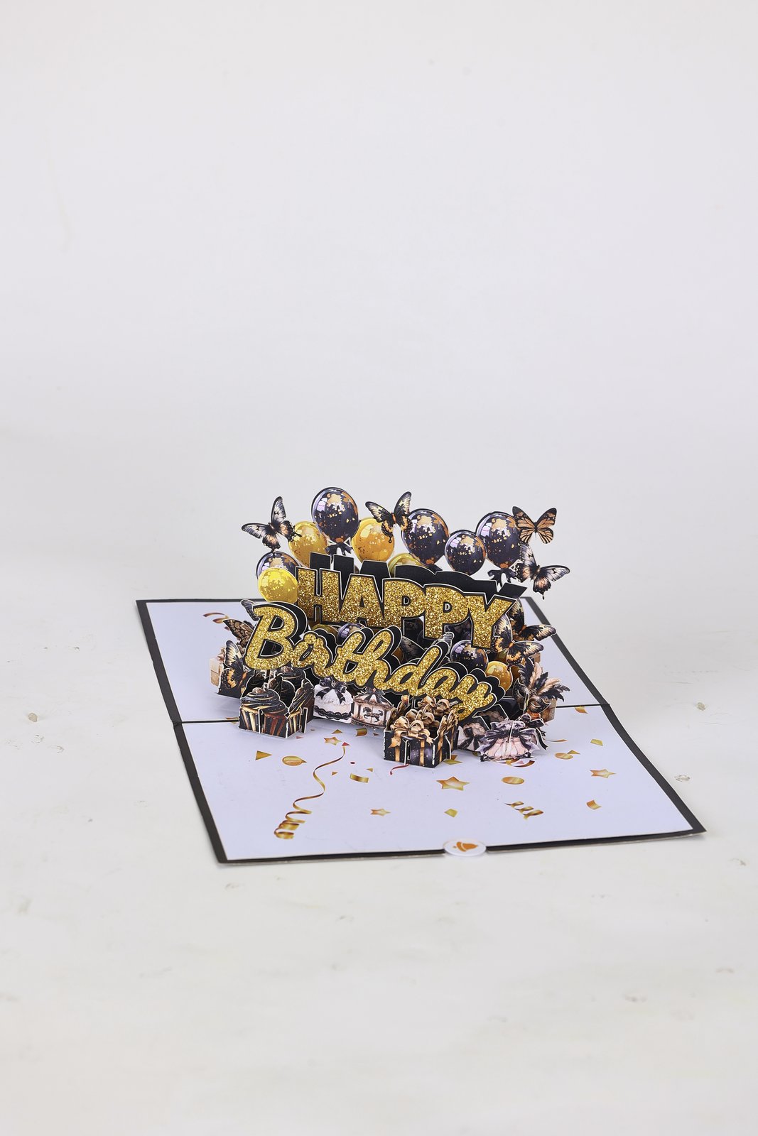 Black Gold Teddy Bear Birthday Greeting Card
