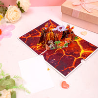 Twin Volcanoes Dinosaur Birthday 3D Pop Up Card