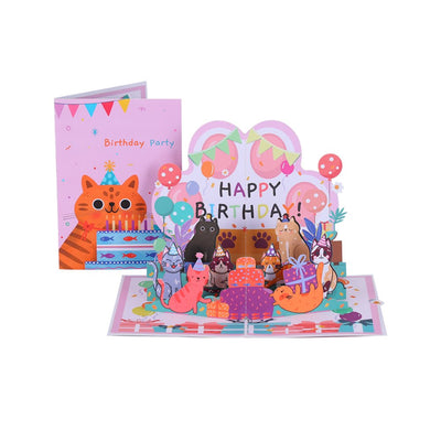 Cat Egg Birthday Party 3D Pop Up Card