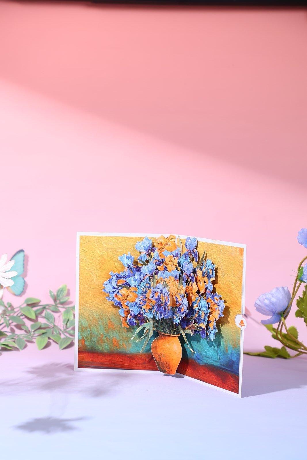 Blue Flower Bouquet Flip Pop Up Card