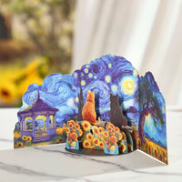 Van Gogh Starry Night Cat Greeting Card