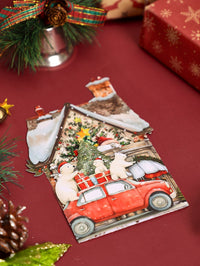 Christmas Vintage Car Flip Pop Up Card