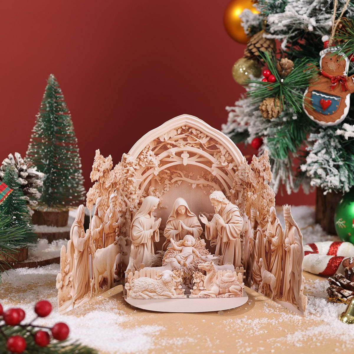 Nativity Relief Double Door 3D Pop Up Card