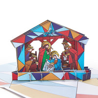 Nativity Stained Glass Colors Greeting Card