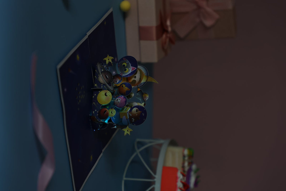 Space Animals Music 3D Pop Up Card