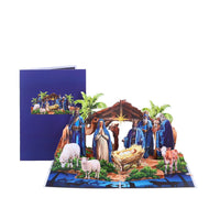 Blue Tone Nativity Scene 3D Pop Up Card