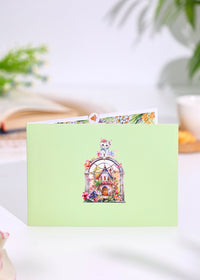 Cat Gardening Stained Glass Window 3D Pop Up Card