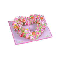 Pink Tulip Heart Floral Wreath 3D Pop Up Card