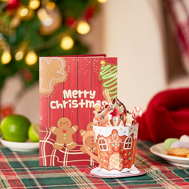 Gingerbread House Cup 3D Pop Up Card