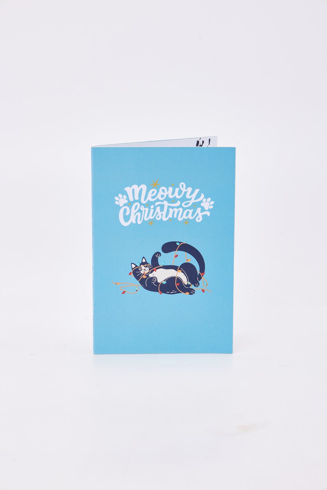 90° Cat Christmas Happy LED Strip Pop Up Card