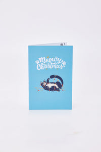 90° Cat Christmas Happy LED Strip Pop Up Card
